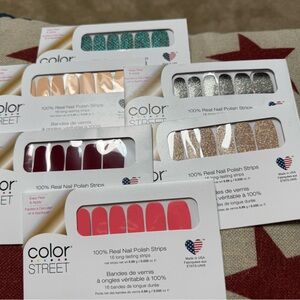 Color Street Nail Polish Strips - Red, Pink, Silver, Gold, Green